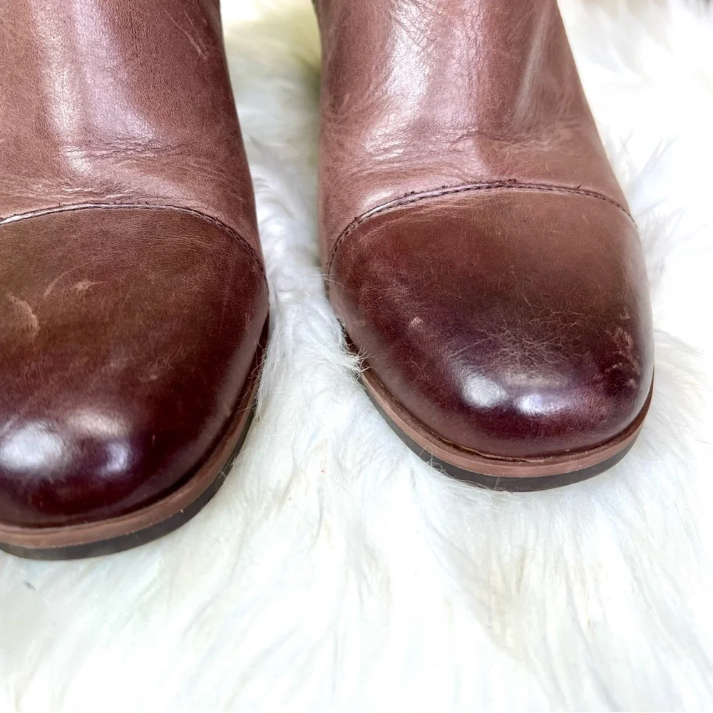 KORKS Distressed Brown Leather Chic Ankle Boots, Beautiful Patina, 9M